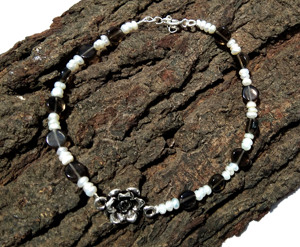 Natural Freshwater Pearl & Smoky <b>Quartz</b> <b>Bracelet</b> 925 Sterling Silver <b>Rose</b> Charm <b>Bracelet</b> Handmade Gemstone Jewelry for Women - Product Image 3