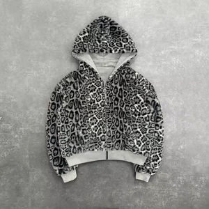 Sudadera con capucha extragrande para hombre, con cremallera, de doble cara, con estampado de leopardo personalizado, diseño reversible de color liso, fabricante de sudaderas con capucha para hombre. - Product Image 3