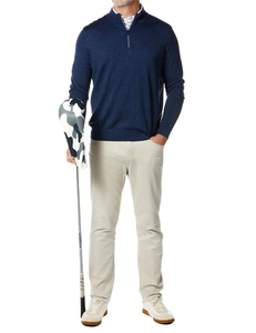 Sweat-shirt gris pour homme à col zippé, manches longues, couleur unie, décontracté, en coton tricoté, avec fermeture éclair, respirant - Product Image 2