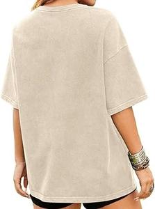 Camiseta Oversize con Hombros Caídos y Lavado Ácido para Mujer, con Logotipo Personalizado y Estampado, Ropa Casual para Mujer, Camisetas con Lavado Ácido - Product Image 6