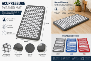 Tapis de yoga d'acupression avec picots pour soulager la douleur, la relaxation du stress, le massage du dos, du cou, des bras et des jambes - Coton portable - Product Image 2