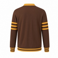 Kardigan Fleece Cokelat Unisex Hangat Kasual Kancing Depan Sweater Lembut Pakaian Luar Musim Dingin OEM Grosir Nyaman Bordir