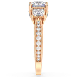 Bague REYES à trois pierres en moissanite taille princesse certifiée GRA en argent sterling 925 plaqué or rose, bijoux, cadeaux d'anniversaire - Product Image 5