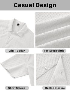 Camisa de Hombre con Textura Flux, Manga Corta, Estilo Cubano, Ligera, Transpirable, Casual de Playa para Verano, Serie 2026 - Product Image 6