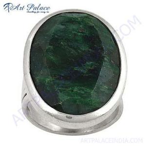 Art Palace Most Fashionable Dyed <b>Emerald</b> Gemstone Brass 925 Silver Plated Bezel Setting <b>Ring</b> From Rajasthan Classic Style - Product Image 2