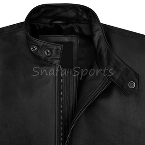 Casual Men Genuine <b>Real</b> <b>Leather</b> <b>Jacket</b> For Men Classic Biker Style with Zip up <b>Leather</b> <b>Jacket</b> For Men's - Product Image 6