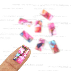 พลอยอัญมณีทรงสี่เหลี่ยมขนาด9X18มม. สีเทอร์ควอยซ์สีทองแดงดอกรักส้มอัญมณีทรงหลวมสำหรับทำเครื่องประดับผู้จำหน่ายงานฝีมือ - Product Image 3