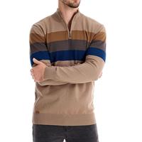 2025 nouveau pull pour hommes de haute qualité pull anti-rétrécissement respirant Patchwork conception col montant colorblock coupe ajustée