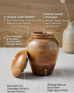 Eco friendly urn biodegradable natural wood traditional urn classic memorial cremation <b>ashes</b> <b>keepsake</b> urn - Product Image 3