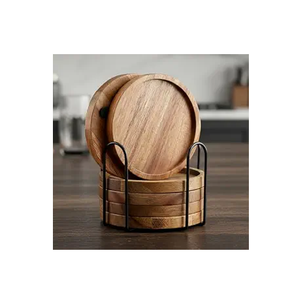 Posavasos de Madera Natural en Lote, Posavasos de Madera con Borde Natural, Posavasos de Madera para Bar y Restaurante - Product Image 1