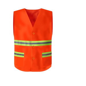 شعار مخصص بالجملة البوليستر ضوء عاكس سترة مبطنة برتقالية للعمال الفلورسنت ملابس المرور - Product Image 3