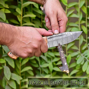 Couteau de chasse et de boucher artisanal en acier Damas, manche en bois d'olivier, lame à pointe tombante, longueur totale de 10 pouces, couteau de qualité supérieure - Product Image 4