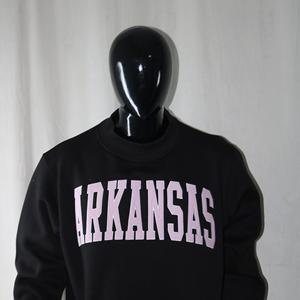 ARKANSAS BLACK <b>Mock</b> <b>Neck</b> Sweatshirt 100% Cotton PINK Applique Embroidery wide <b>neck</b> Sweatshirt Finer Threads - Product Image 2