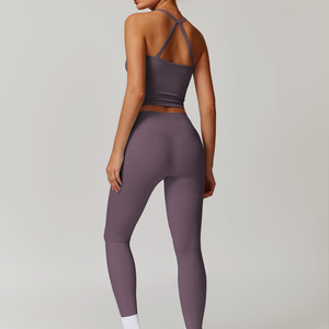 Ensemble de yoga sans couture à taille haute élastique pour femmes, vêtements de fitness, vêtements de sport, soutien-gorge et leggings, ensemble de yoga pour femmes - Product Image 2