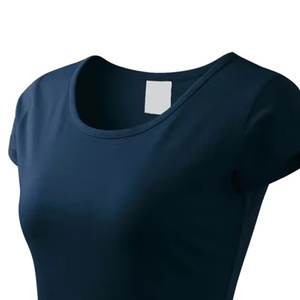 Camisetas de algodón y poliéster de alta calidad, color azul marino, con logotipo personalizado, para mujer, transpirables, estilo urbano, corte regular, para chica. - Product Image 4