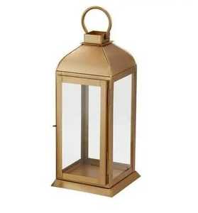 Farol de cristal morado marroquí antiguo de acero inoxidable hecho a mano, resistente al calor, con diseño de celosía recortada para colgar. - Product Image 2