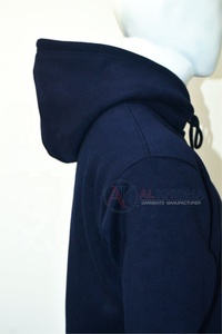 เสื้อฮู้ดซิป ¼ ตัวสำหรับผู้ชาย สีกรมท่า ผ้าฟลีซคอตตอน 100% หนา 370gsm มีกระเป๋าหน้า ระบายอากาศได้ดี ป้องกันรอยยับ พร้อมปักโลโก้ตามสั่ง - Product Image 4