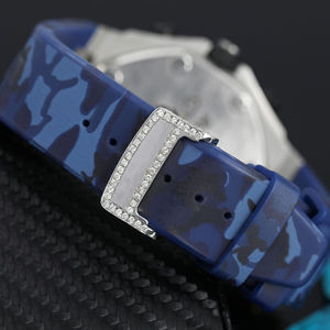 Reloj Deportivo Hip Hop Personalizado para Hombre, con Esfera Grande, Diamantes Cultivados en Laboratorio, Claridad VVS, Correa de Acero Inoxidable y Caucho, para Mujer - Product Image 3