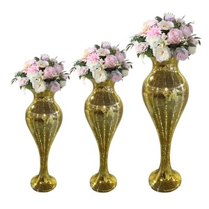 Amazing Glam Metal Warm Toned Floor <b>Vase</b> Handmade <b>Gold</b> Decorative Wedding Centerpiece Metal <b>Vase</b> - Product Image 3