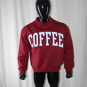 COFFEE <b>BROWN</b> Mock Neck Sweatshirt WHITE Applique Embroidery wide neck Sweatshirt URBAN PRODUCTIONS - Product Image 3