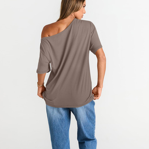 T-shirt décontracté pour femme 100 % coton respirant, manches courtes, doux, pour l'été, uni, personnalisable avec logo, tendance - Product Image 5