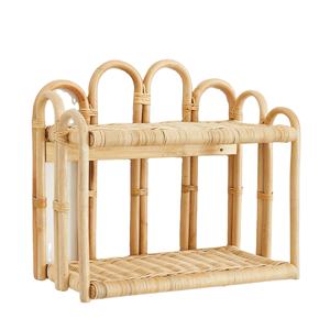 Estante de Exhibición Infantil de Ratán Tejido a Mano, Diseño Arqueado, Estante de Almacenamiento de Pared para Guardería, Ratán Natural Hecho a Mano, Venta al Por Mayor OEM - Product Image 1