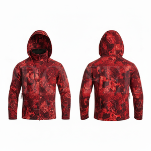 Veste à capuche camouflage en softshell sur mesure, fermeture éclair intégrale, coupe-vent, design personnalisé, manteau léger à capuche - Product Image 4