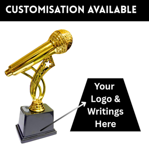 Trofeo de Micrófono Dorado, Fibra Metálica, 9.5 Pulgadas, Base Negra, Reconocimiento al Cantante, Premio al Mejor Cantante - Product Image 3