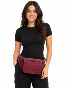 Sac banane en toile de coton léger avec ceinture réglable et multiples poches, idéal pour le shopping, les voyages et le camping – Offre spéciale - Product Image 3