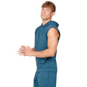 Best Quality Custom Printed Logo Sleeveless Zipper-Up <b>Hoodie</b> for Men Gym Fitness Spring <b>Workout</b> Wear Polyester/Cotton Quick Dry - Product Image 4