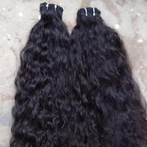 Extensions de cheveux humains Remy indiens, bouclés en vagues profondes, trame double machine, pointes pleines, compatibles permanente, noir naturel - Product Image 5