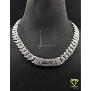 Cadena Cubana Hip Hop Personalizada con Cierre NO MOTION, Diamantes Moissanite VVS en Plata de Ley 925 por Trisha Jewels - Product Image 2