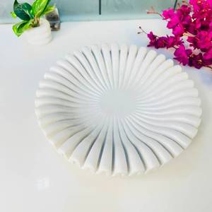 Handmade Polished White Marble Inlay Urli Bowl Circular Flower Pattern Antique Imitation Decorative Wedding Centerpiece Home - Product Image 1