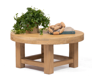 Mesa de Centro Redonda de Madera Ayla, Estilo Rústico, Mueble de Madera Natural para Sala de Estar, Decoración Interior Estilo Granja - Product Image 2
