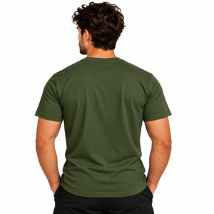 Custom Mens Olive <b>Green</b> <b>Plain</b> Crew Neck <b>T</b> <b>Shirt</b> Short Sleeve Private Label OEM ODM Clothing Manufacturer - Product Image 2