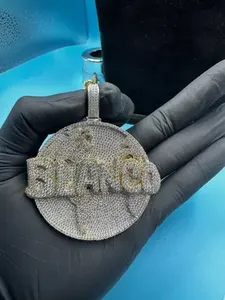 Colgante de Plata de Ley para Mujer con Moissanita Real de Corte Redondo de 4 Quilates, Personalizado, Chapado en Oro - Product Image 5