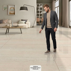Travertino Mint 60x120 Carrelage de porcelaine aspect marbre émaillé poli de luxe pour le sol du salon Carrelages de sol en céramique - Product Image 6