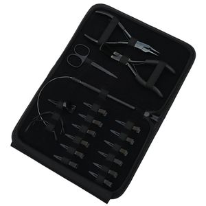 Kit d'outils pour extensions capillaires : Pinces de coiffure à doigt, Aiguille courbée, Mini-ciseaux, Étui en Rexine, Outil à boucles, Pince à sertir et à démonter - Product Image 1