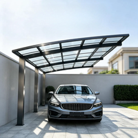 Abri de voiture à deux poteaux unilatéral avec toit incliné, abri en aluminium pour stationnement extérieur simple
