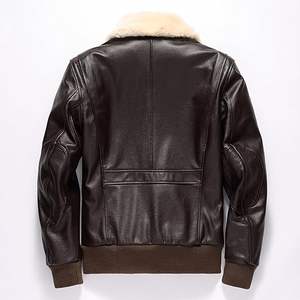 Veste en cuir d'hiver pour homme en peau de mouton sur mesure, grande taille, avec col en fourrure épaisse, imperméable et écologique - Product Image 6