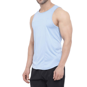Men's Solid <b>Navy</b> Blue Sleeveless Tank <b>Top</b> Casual Style 100% Cotton Breathable Knitted Fabric - Product Image 6