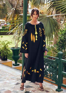 Vêtements d'été pour femmes Robe en lin brodée à manches longues ukrainienne pour femmes Robe col rond à manches longues - Product Image 2