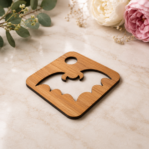 Spider Logo Laser Cut Solid Wood Coaster Set Handcrafted Heat Resistant Drink Mat Superhero <b>Table</b> Protector Coffee Tea - Product Image 2