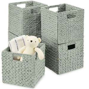 Cestas de Almacenamiento de Madera Natural Azul Modernas en Oferta, Juego de 3 Organizadores Decorativos para el Hogar, Artesanía para Dormitorio o Apartamento, Vietnam - Product Image 1