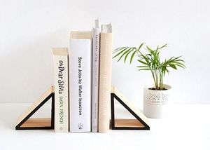 Serre-livres géométriques modernes en métal, 2 pièces, blancs, supports décoratifs pour étagères de maison et de bureau - Product Image 1