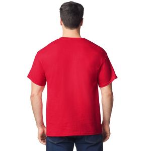 เสื้อยืดผู้ชายสีแดงสำหรับผู้ใหญ่ มีกระเป๋าเสื้อ ผ้าฝ้ายพรีเมียม คอกลม แขนสั้น สไตล์ลำลอง พร้อมกระเป๋าหน้าอก รับสกรีนโลโก้ ขายส่ง - Product Image 3
