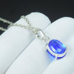 Delicado colgante de tanzanita con corte ovalado, plata de ley 925, collar con piedra preciosa ovalada, regalo para mamá, joyería. - Product Image 5