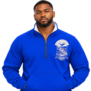 Sudadera de Forro Polar con Cierre de Cremallera de un Cuarto para Hombre, Color Azul Rey, con Escudo Bordado, Manga Larga, Estilo Casual de Fraternidad Phi Beta Sigma - Product Image 5