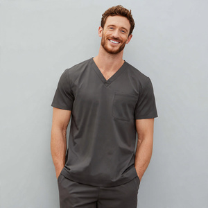 Unisex Medical <b>Scrub</b> <b>Top</b> Shirt Knitted 100% Cotton Breathable Comfortable Hospital Use - Product Image 2