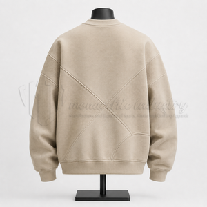 Sweat-shirt à col rond beige pour homme, pull en molleton personnalisé, fabricant OEM, 100% coton, respirant, écologique, coupe classique - Product Image 2